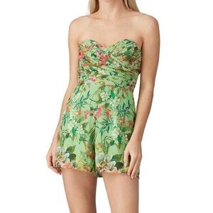 JAYGODFREY Strapless Floral Sweetheart Neckline Romper Size Womens 2 Retail $325